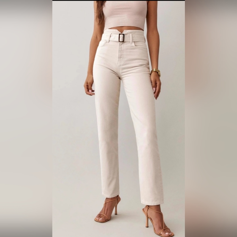 Reformation Cynthia Belted High Rise Straight Jean 27